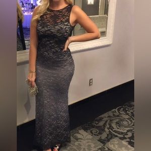 Charcoal midnight blue evening gown